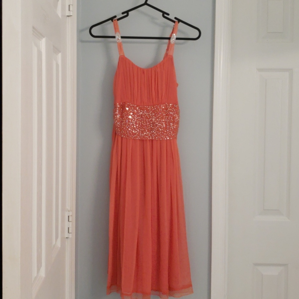 NWT Coral Chiffon Dress with Sequin Detail Size XS